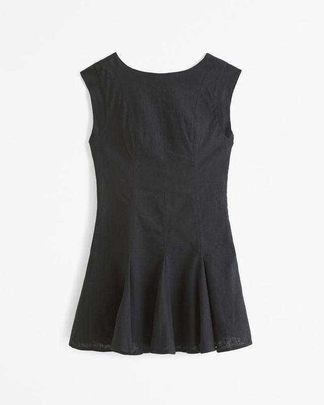 Linen-Blend Godet Mini Dress Product Image