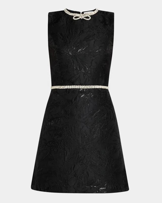 ALICE AND OLIVIA Ellis Embellished Bow Mini Dress In Black Product Image