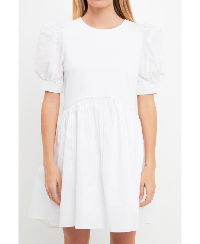 English Factory Women's High Low Knit Combo Dress, White, Xs Product Image