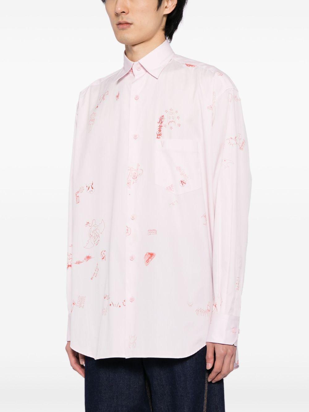 Printed Long-sleeve Shirt In Pink Product Image