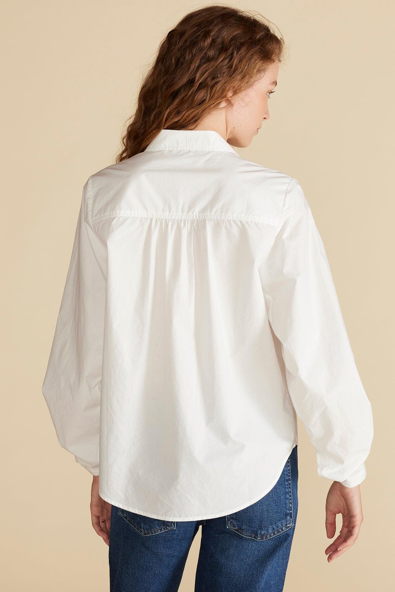 Averi Pleated Poplin Blouse - White Product Image