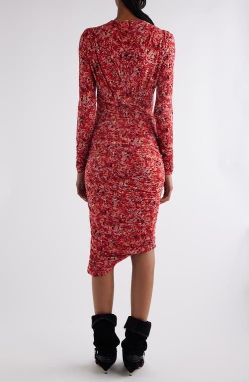 ISABEL MARANT Zorah Long Sleeve Draped Jersey Dress In Red Product Image