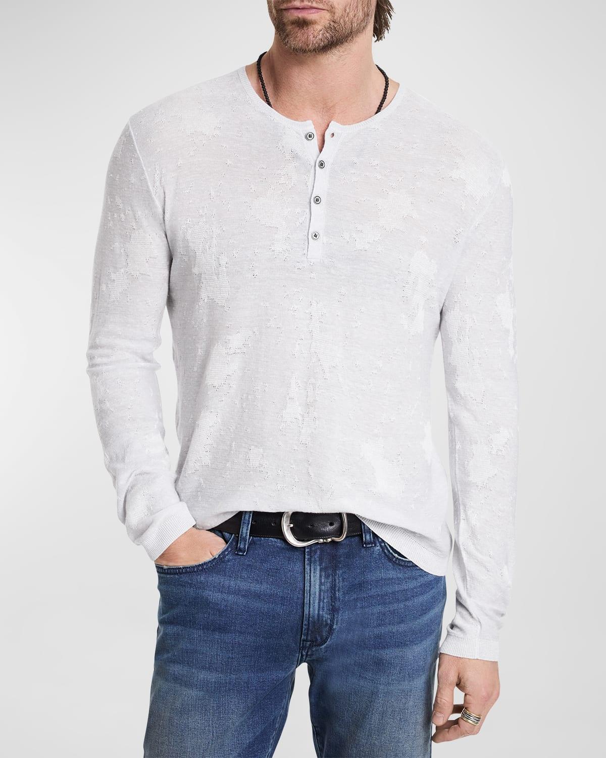 Mens Distressed Jacquard Henley Shirt Product Image