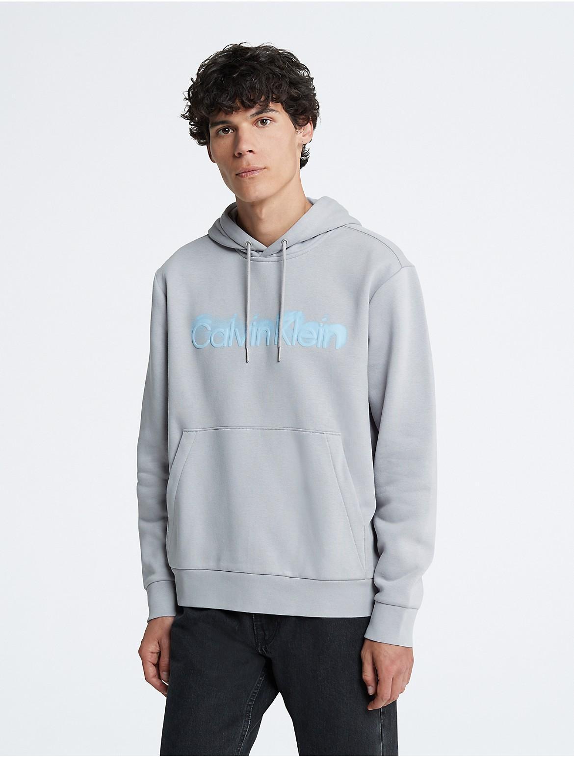 Calvin Klein Mens Faded Logo Fleece Hoodie - Grey - S Product Image