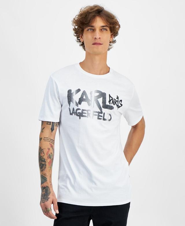 Karl Lagerfeld Paris Mens Cotton Shiny-Logo T-Shirt Product Image