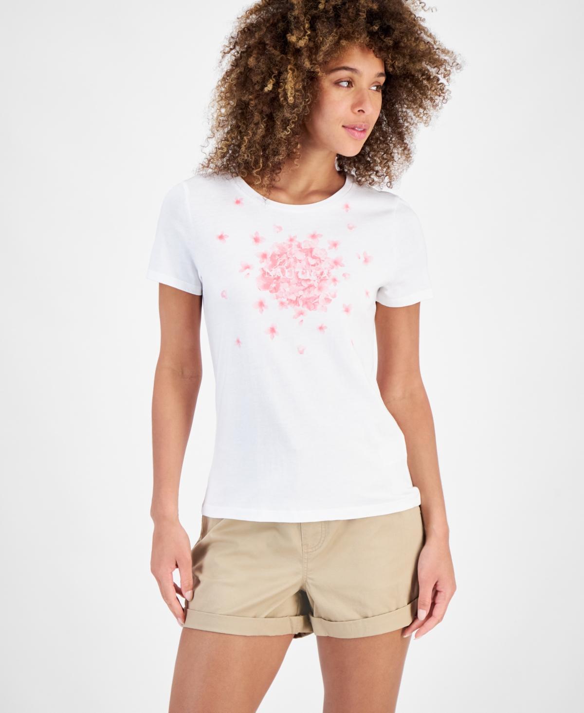 Nautica Jeans Womens Floral Logo Graphic T-Shirt Product Image