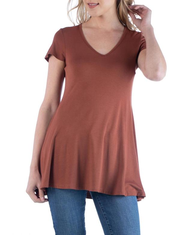 24seven Comfort Apparel Womens Short Sleeve Loose Fit Tunic Top Product Image