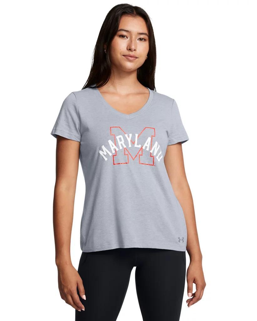 Women's UA Performance Cotton Collegiate V-Neck T-Shirt Product Image