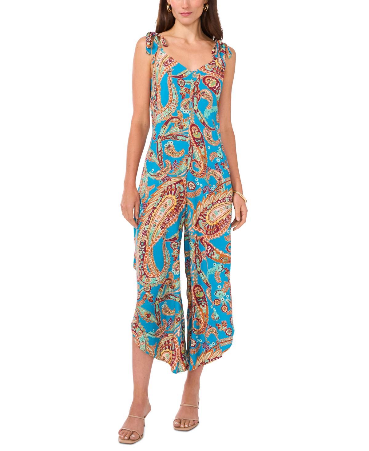 Vince Camuto Womens Paisley Tie Shoulder Angled Hem Jumpsuit Product Image