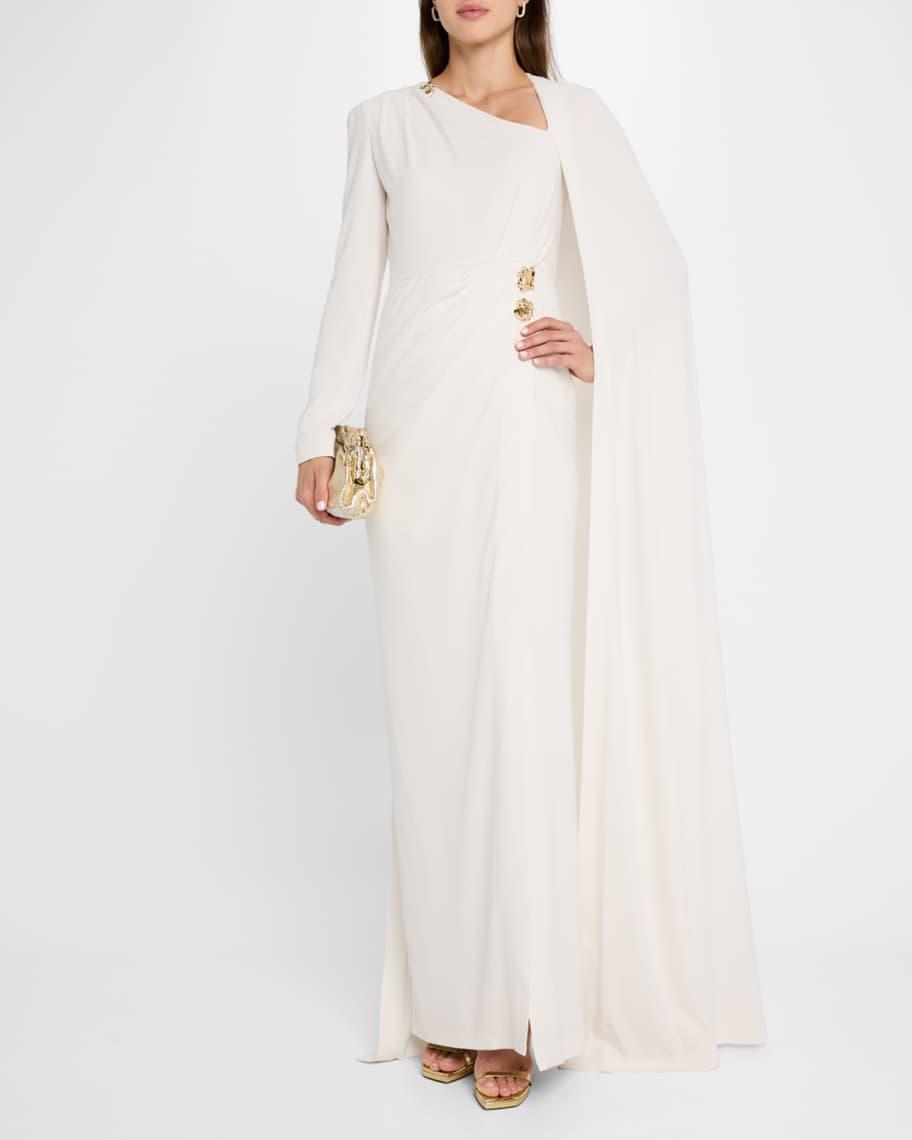 Side Cape Long-Sleeve Cady Gown Product Image