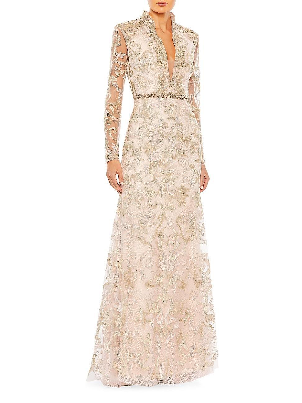 Womens Lace A-Line Gown Product Image