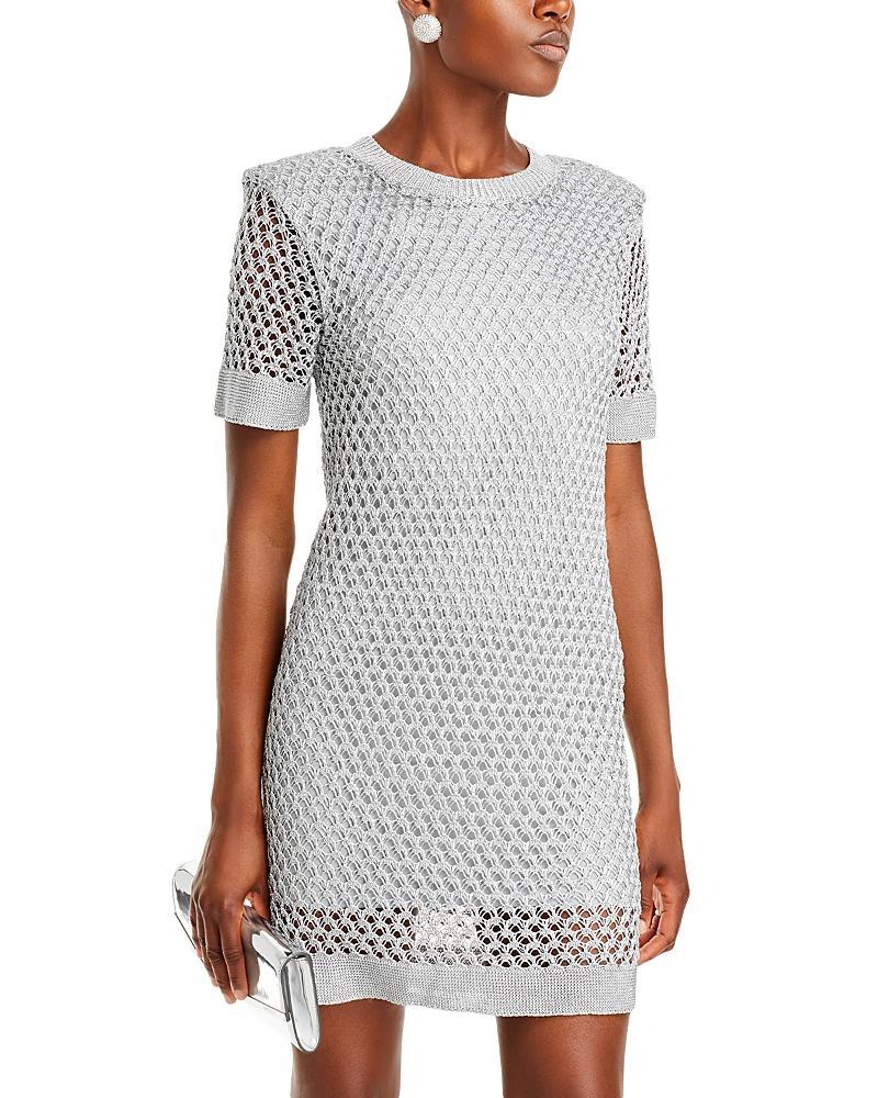 Womens Sinclair Metallic Crochet Short-Sleeve Minidress Product Image