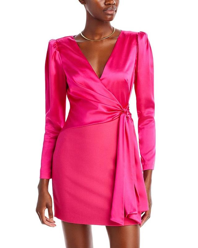 Cinq  Sept Layne Long Sleeve Satin Faux Wrap Minidress Product Image