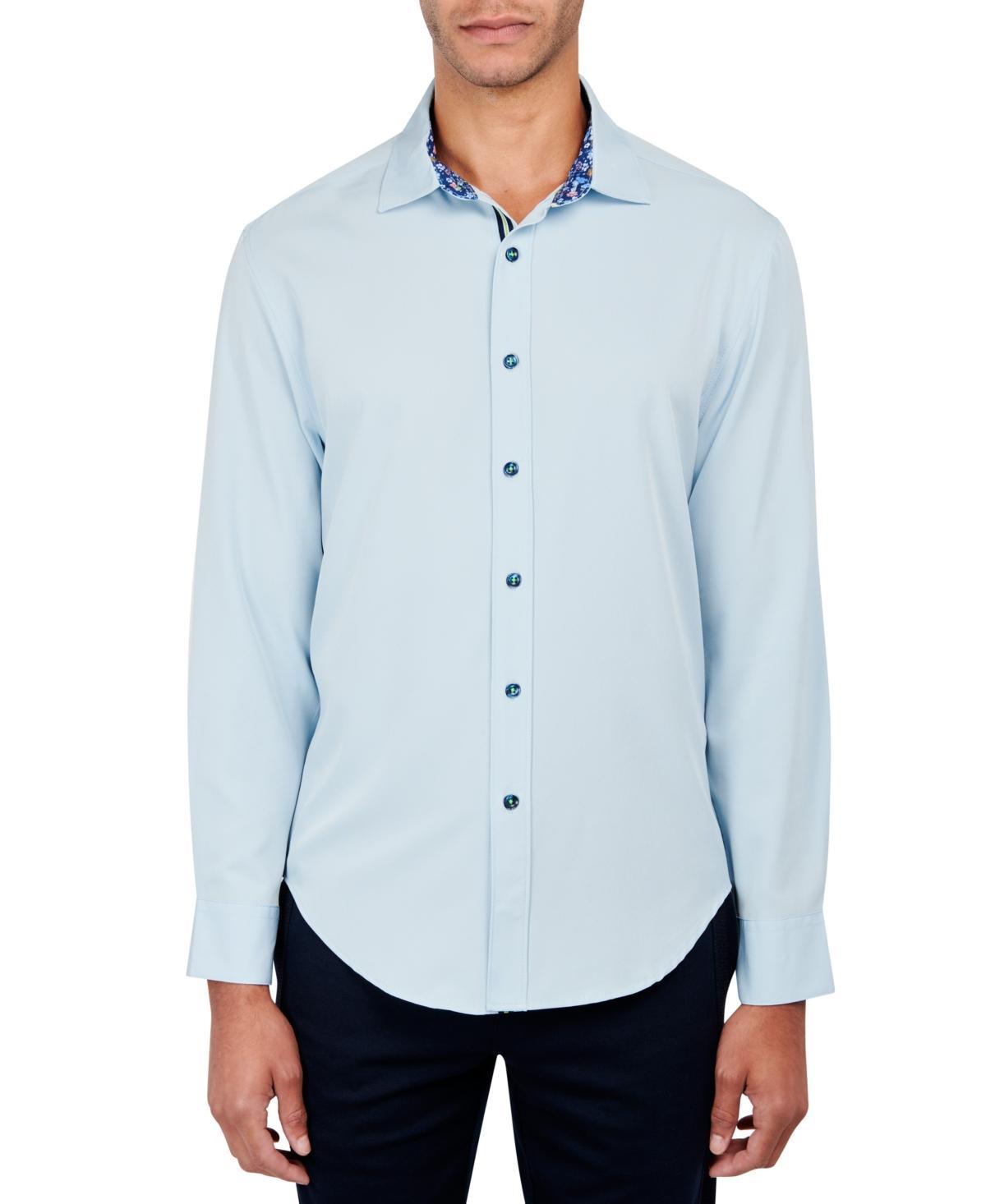 Society of Threads Mens Slim-Fit Blue Shirt Product Image