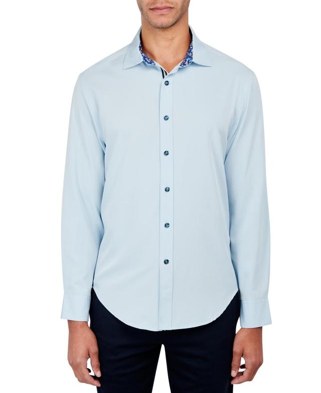 Society of Threads Mens Slim-Fit Blue Shirt Product Image