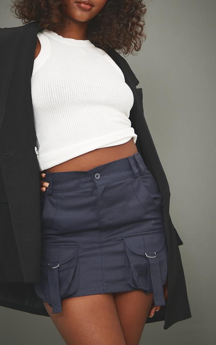 Navy Cargo Pocket Detail Micro Mini Skirt Product Image