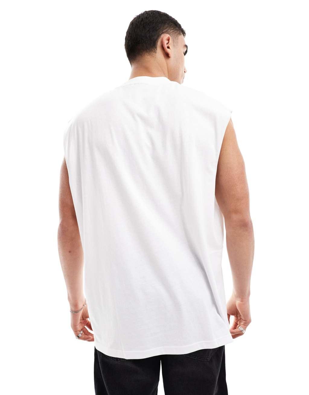 ASOS DESIGN oversized tank top with dropped armholes in white Product Image