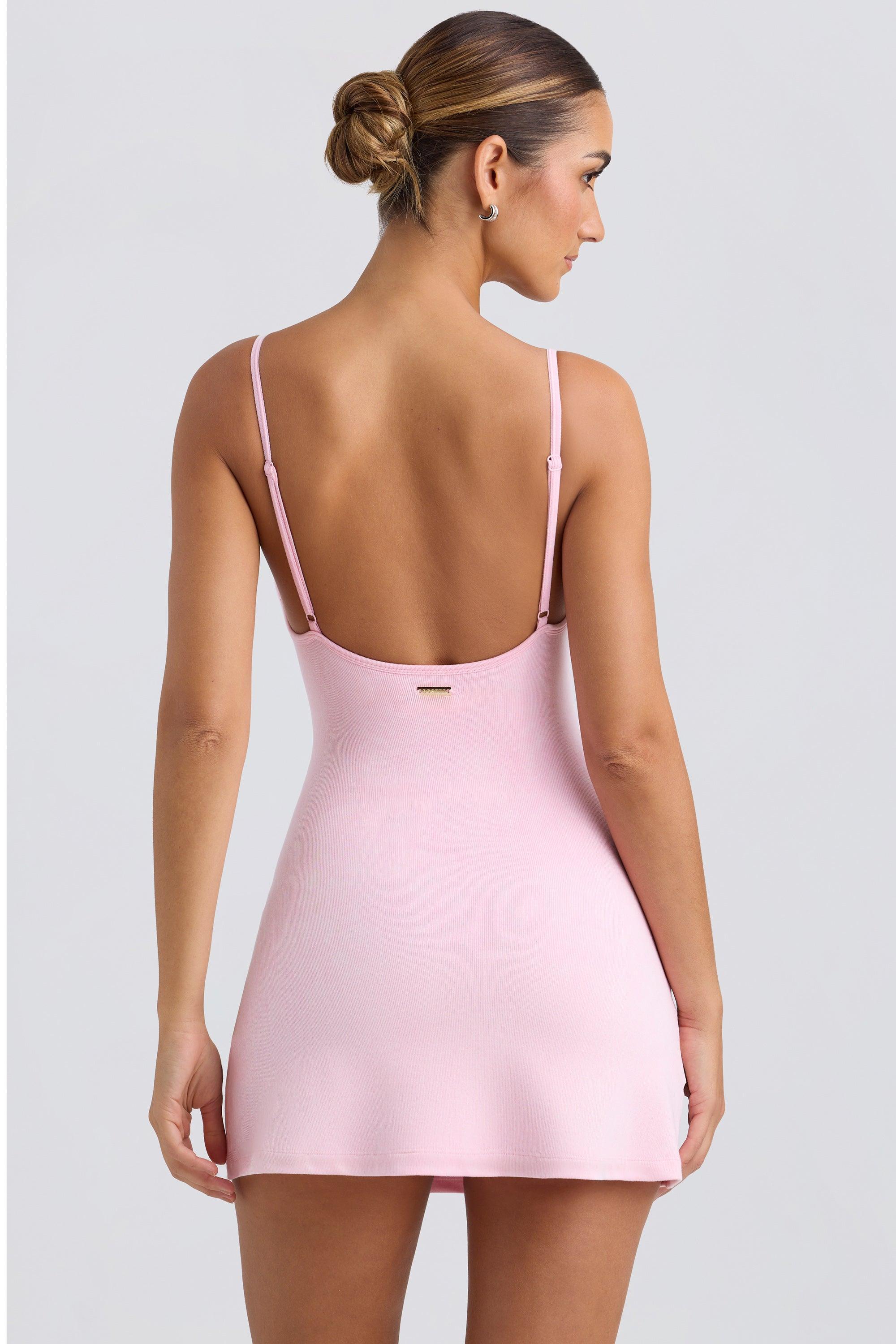 Seamless Rib A-Line Active Mini Dress in Washed Ice Pink Product Image