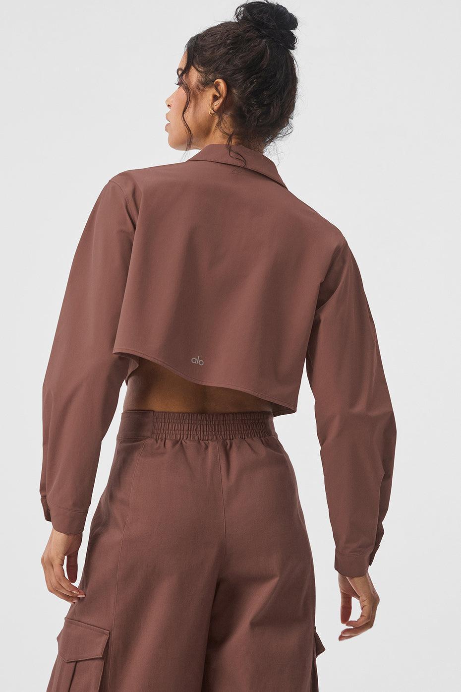 Cropped Take Me Out Button Up - Chestnut Female Product Image