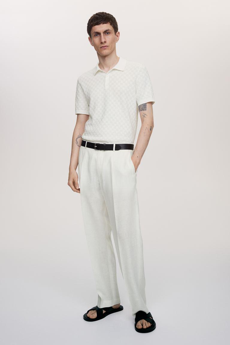 Slim Fit Textured-knit Polo Shirt Product Image