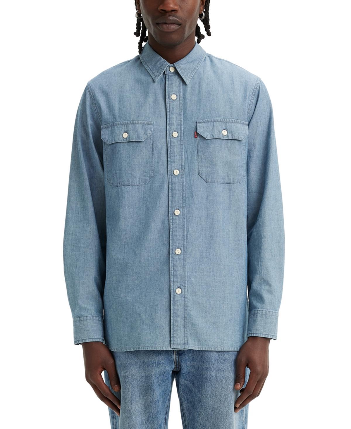 Levis Mens Worker Relaxed Fit Long Sleeve Button-Down Shirt - Light Denim Product Image