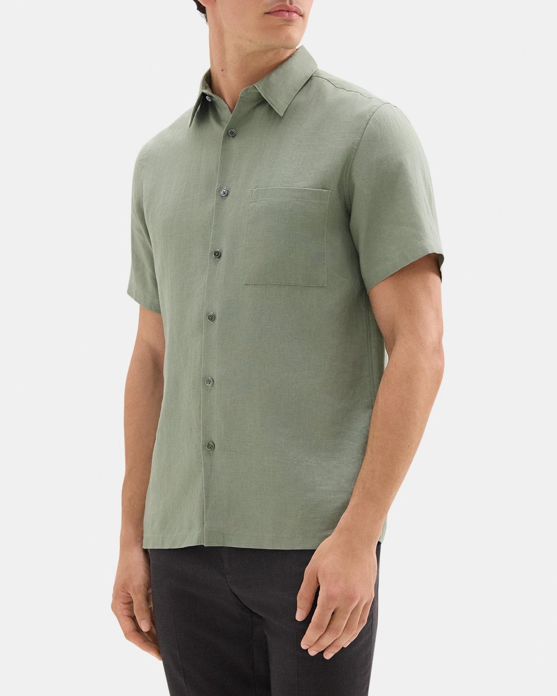 Standard-Fit Short-Sleeve Shirt in Linen Product Image