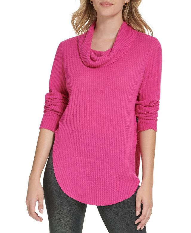 Andrew Marc Sport Womens Brushed Waffle Dolphin Hem Turtleneck Top Product Image