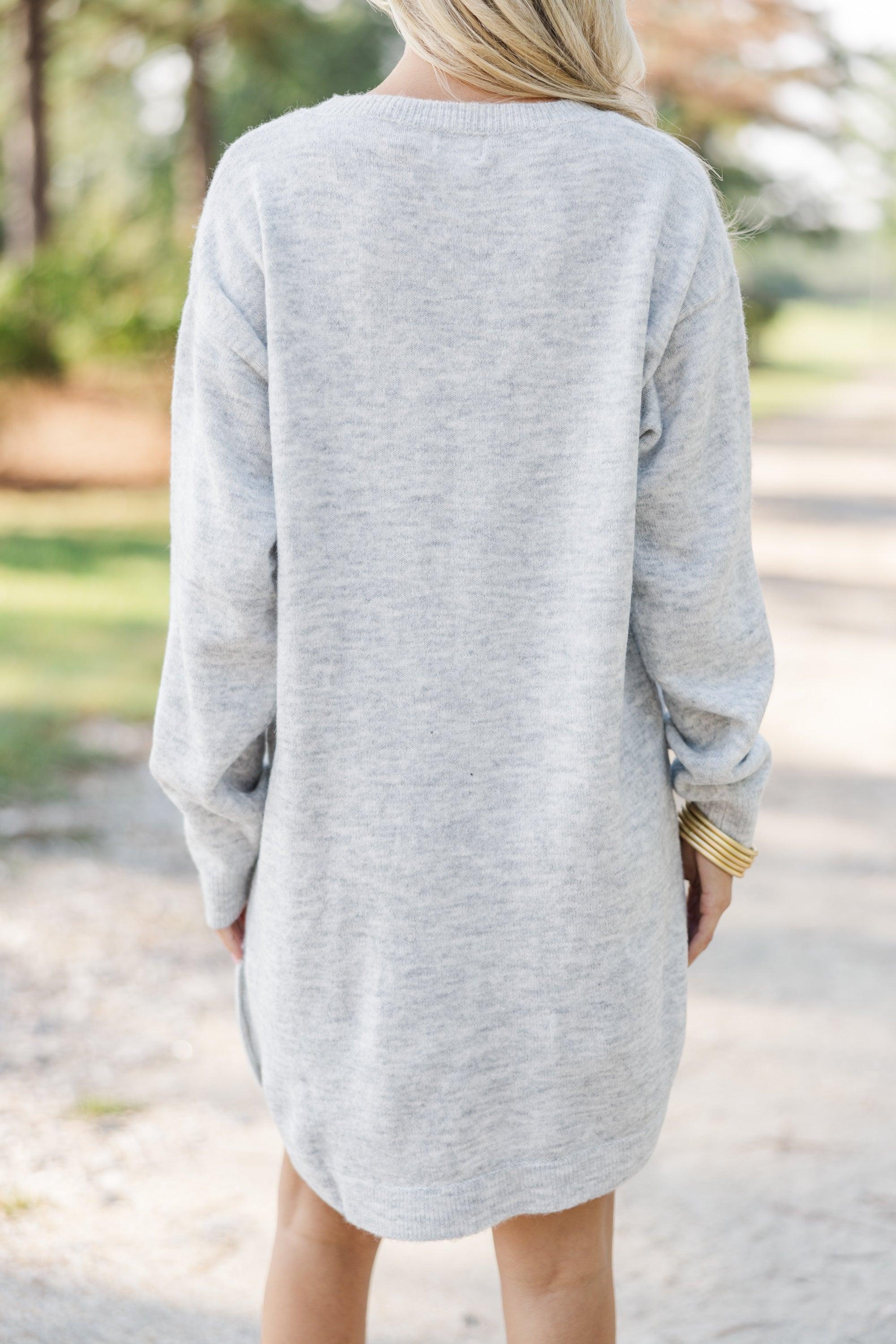 Feeling Your Best Heather Gray Sweater Dress Female Product Image