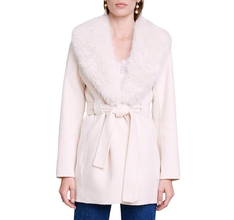 Maje Galaxyo Faux Fur Collar Coat Product Image