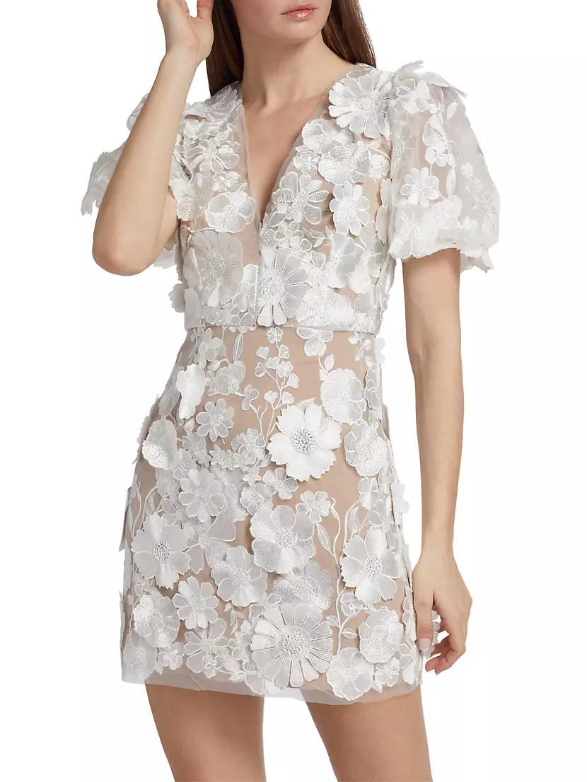 Zayla Floral Lace Puff-Sleeve Minidress Product Image