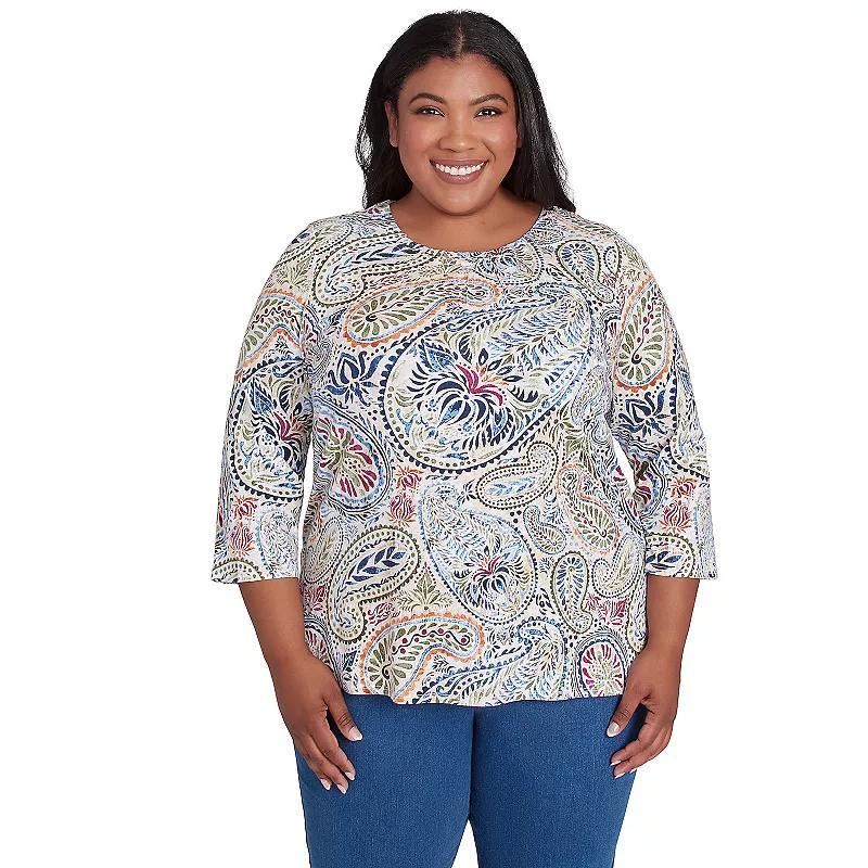 Plus Size Alfred Dunner Paisley Short Sleeve Top, Womens Product Image