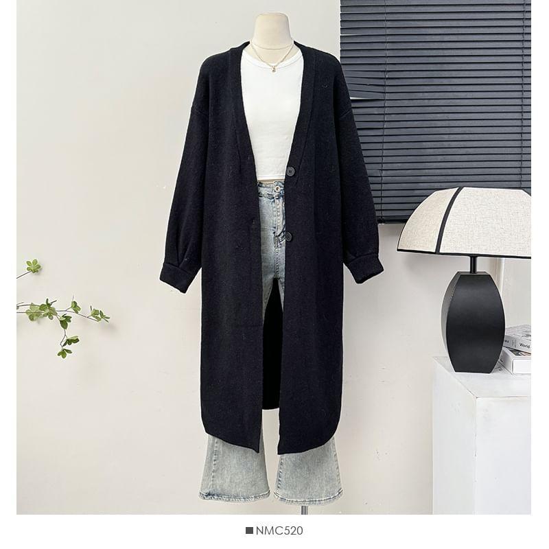 Two-Button V-Neck Long Cardigan in 6 Colors Product Image