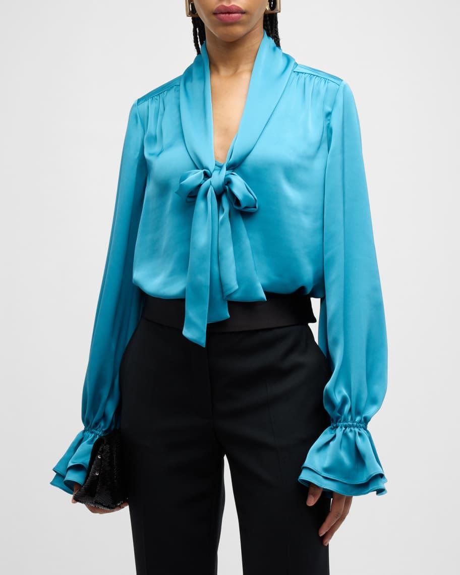 Tammy Satin Tie-Neck Blouse Product Image