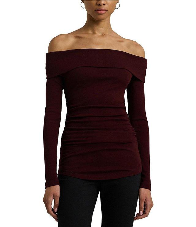 Lauren Ralph Lauren Fold-Over Off-The-Shoulder Long Sleeve Top Product Image