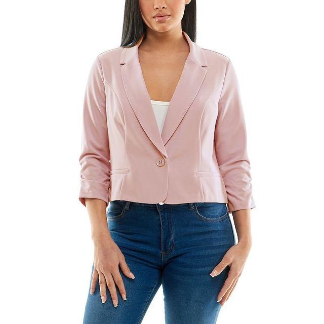 Womens Nina Leonard Button Cropped Blazer Product Image