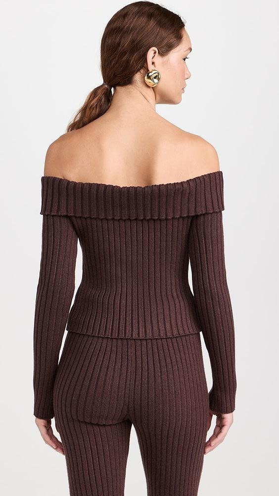 GUIZIO Thalia Rib Off Shoulder Sweater | Shopbop Product Image