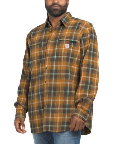 Big And Tall Loose Fit Heavyweight Flannel Plaid Shirt for Men | Cotton Product Image