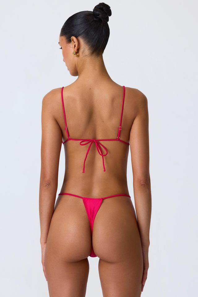 Ruched Thong Bikini Bottoms in Raspberry Pink Product Image