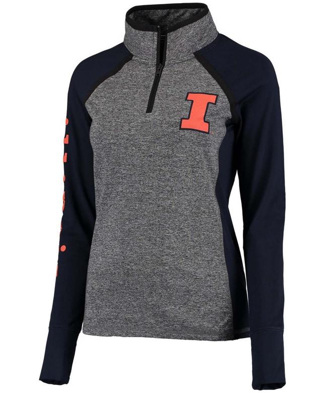 Womens Gray/Navy Illinois Fighting Illini Finalist Quarter-Zip Pullover Jacket Product Image