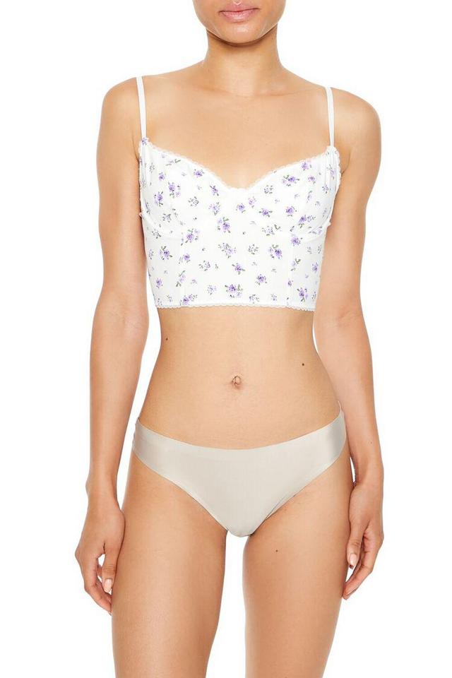 Lace-Trim Rose Print Corset Bra | Forever 21 Product Image