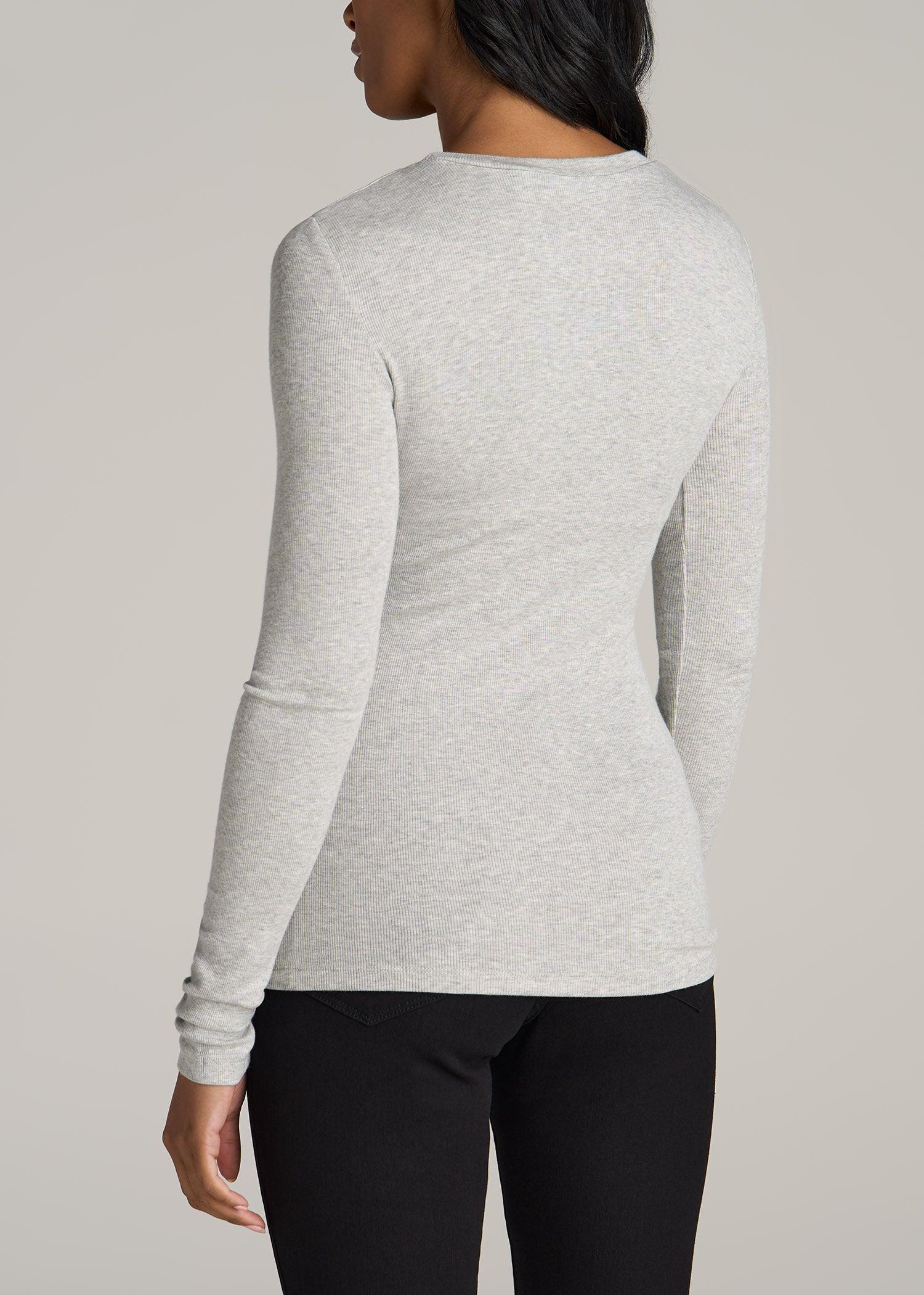 FITTED Ribbed Long Sleeve Tee in Grey Mix - Tall Women's Shirts Product Image