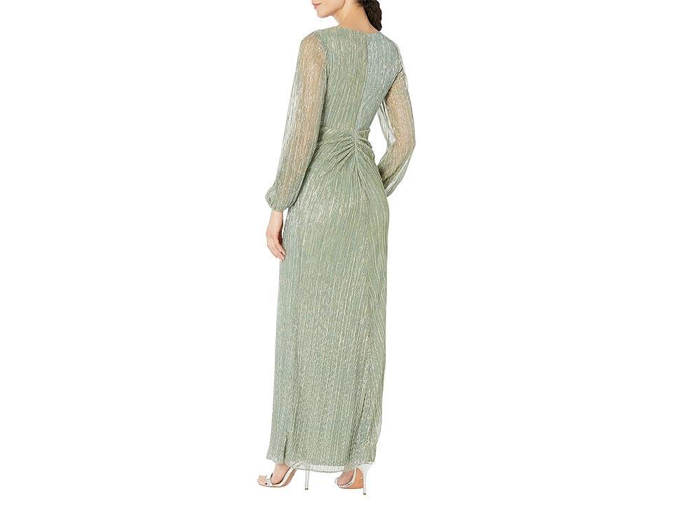 Adrianna Papell Metallic Long Sleeve Mesh Evening Gown Product Image