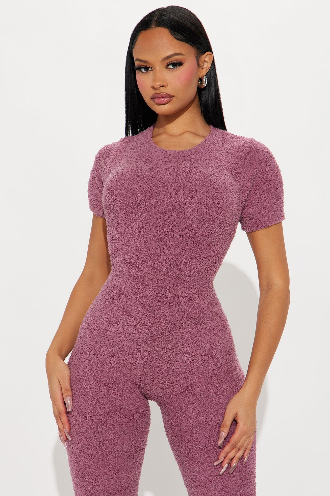 Turn The Lights Down Cozy Jumpsuit - Plum Product Image