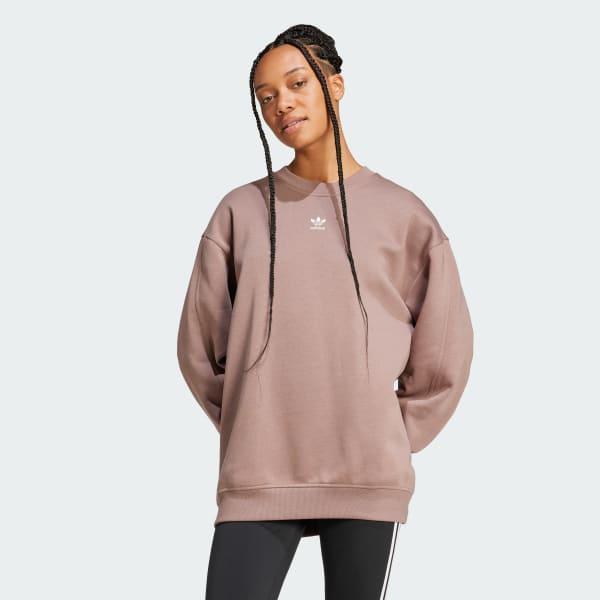 Essentials Fleece Long Oversized Crew Sweatshirt Product Image