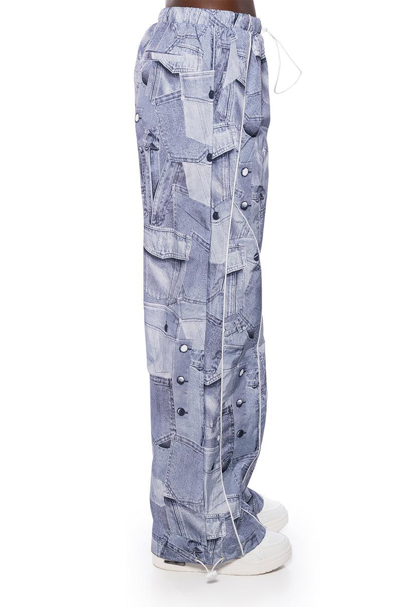 LOOK AGAIN DENIM GRAPHIC PARACHUTE PANT Product Image