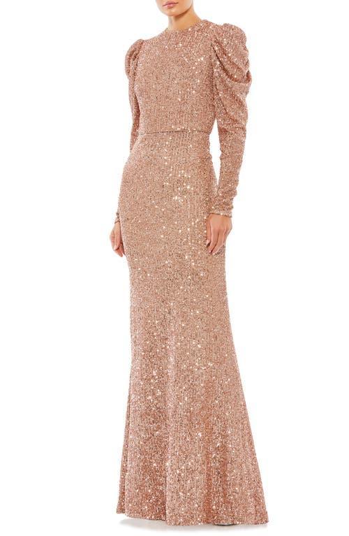 Mac Duggal Sequin Juliet Sleeve Trumpet Gown Product Image