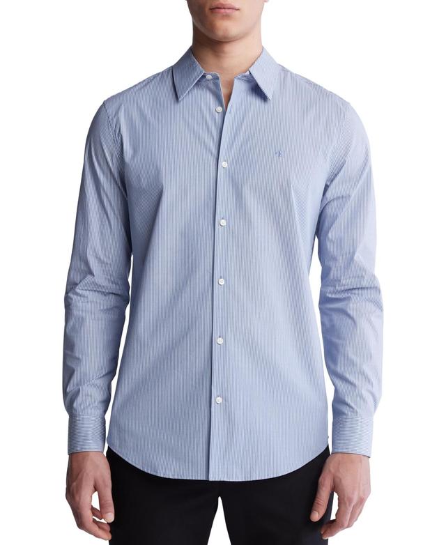 Calvin Klein Mens Slim Fit Striped Stretch Long Sleeve Button-Front Shirt Product Image