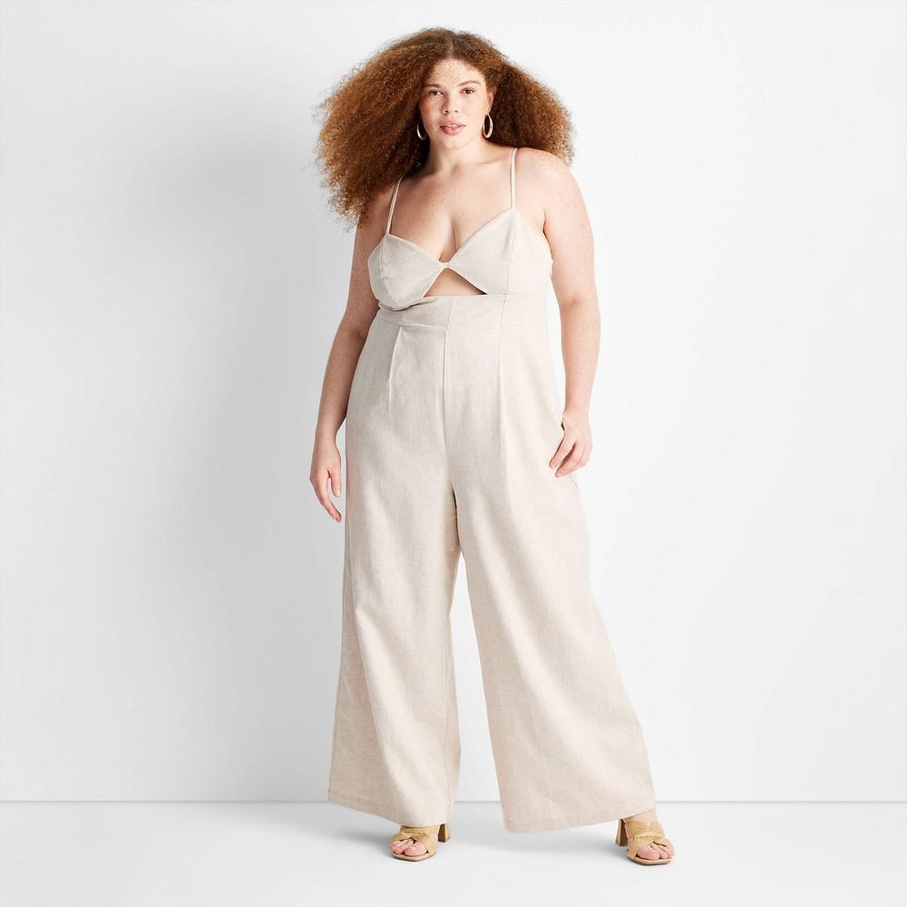 Womens Strappy Cut-Out Wide Leg Jumpsuit - Future Collective with Jenny K. Lopez Tan 24 Product Image