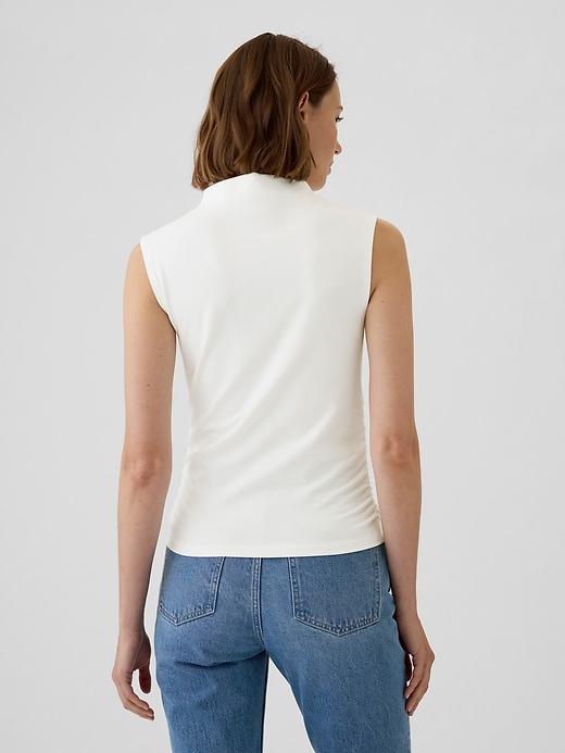 Modern Funnel-Neck Ruched Tank Top Product Image