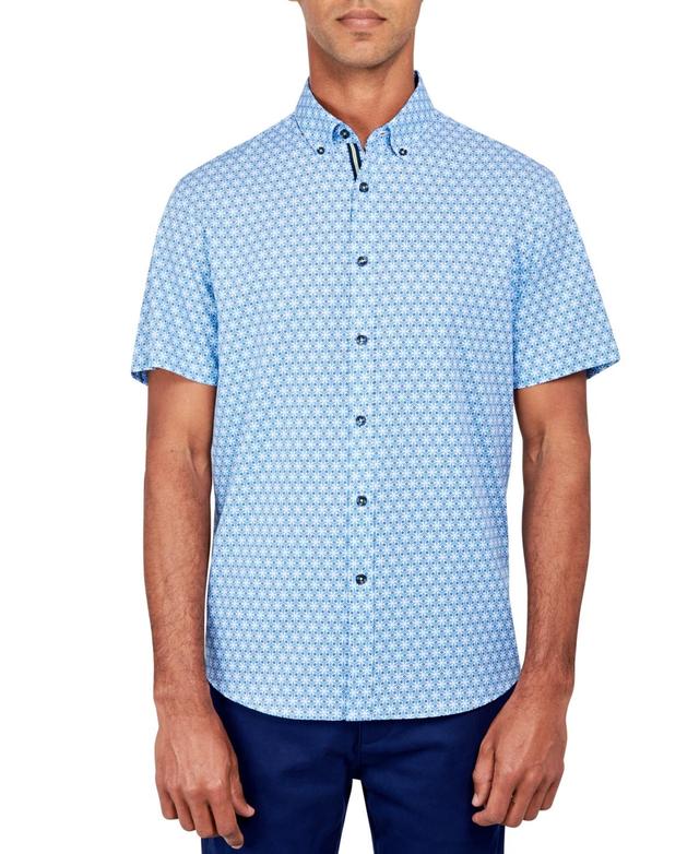 Society of Threads Mens Regular-Fit Non-Iron Performance Stretch Micro Geo-Print Button-Down Shirt Product Image